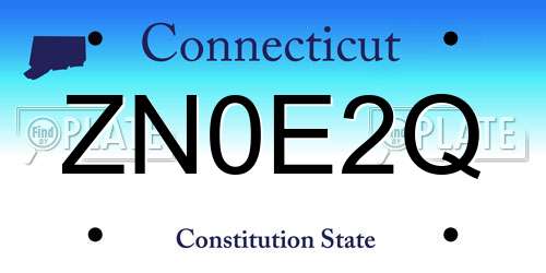 ZN0E2Q Connecticut License Plate