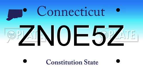 ZN0E5Z Connecticut License Plate