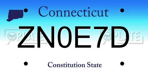 ZN0E7D Connecticut License Plate