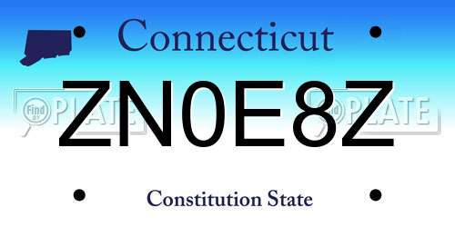 ZN0E8Z Connecticut License Plate