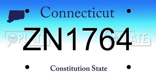 ZN1764 Connecticut License Plate