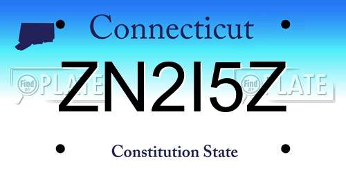 ZN2I5Z Connecticut License Plate