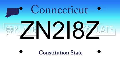 ZN2I8Z Connecticut License Plate