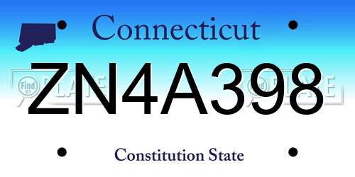 ZN4A398 Connecticut License Plate