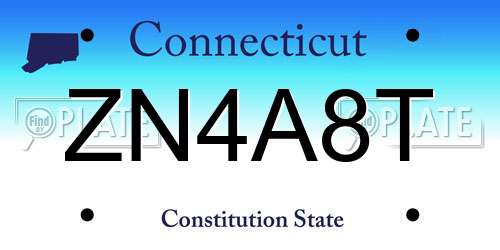 ZN4A8T Connecticut License Plate