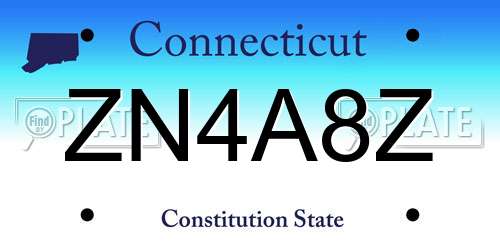 ZN4A8Z Connecticut License Plate