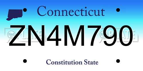 ZN4M790 Connecticut License Plate
