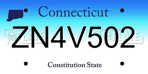 ZN4V502 Connecticut License Plate