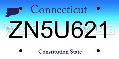 ZN5U621 Connecticut License Plate