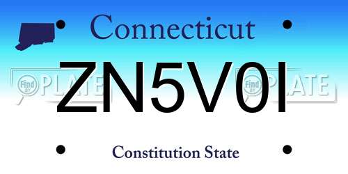ZN5V0I Connecticut License Plate