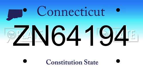 ZN64194 Connecticut License Plate