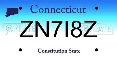 ZN7I8Z Connecticut License Plate
