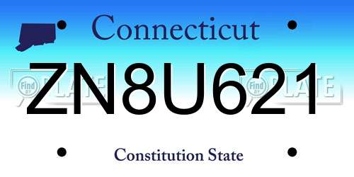 ZN8U621 Connecticut License Plate
