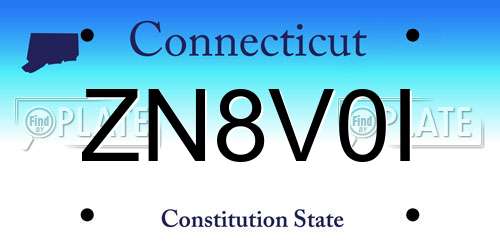 ZN8V0I Connecticut License Plate