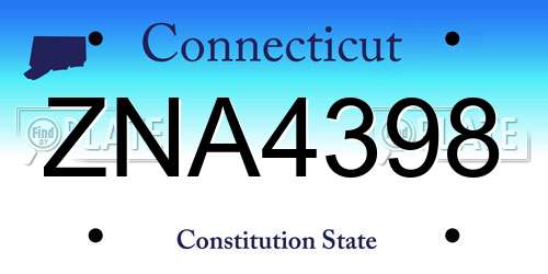 ZNA4398 Connecticut License Plate