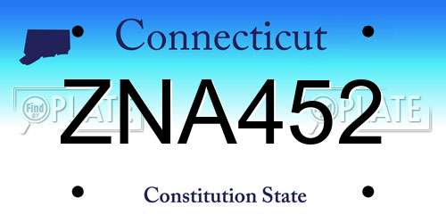 ZNA452 Connecticut License Plate
