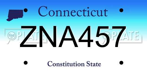 ZNA457 Connecticut License Plate