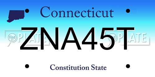 ZNA45T Connecticut License Plate