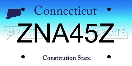 ZNA45Z Connecticut License Plate