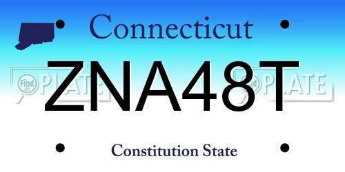 ZNA48T Connecticut License Plate