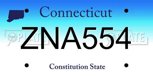 ZNA554 Connecticut License Plate