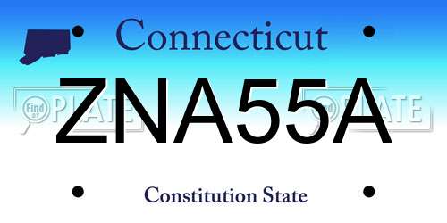 ZNA55A Connecticut License Plate