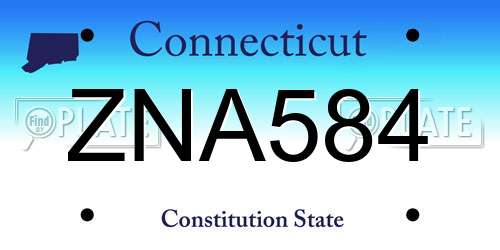ZNA584 Connecticut License Plate