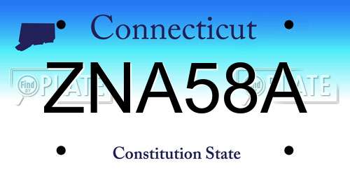 ZNA58A Connecticut License Plate