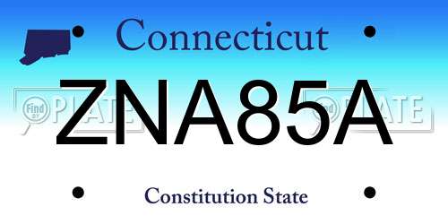ZNA85A Connecticut License Plate