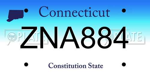 ZNA884 Connecticut License Plate