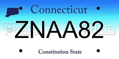 ZNAA82 Connecticut License Plate