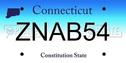 ZNAB54 Connecticut License Plate