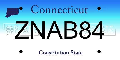 ZNAB84 Connecticut License Plate