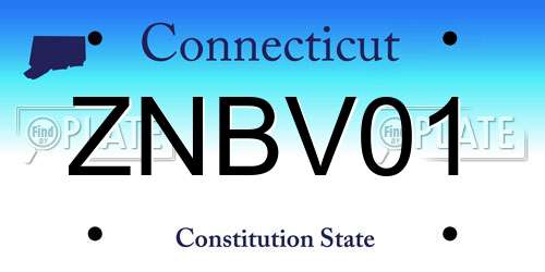 ZNBV01 Connecticut License Plate