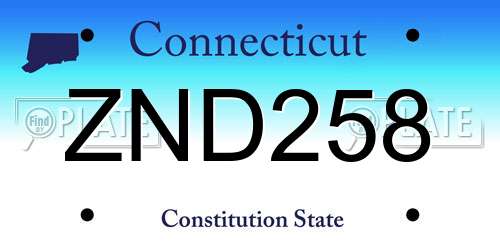 ZND258 Connecticut License Plate