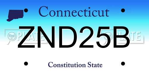 ZND25B Connecticut License Plate