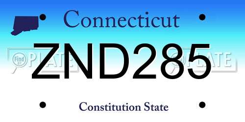 ZND285 Connecticut License Plate