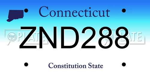 ZND288 Connecticut License Plate
