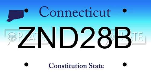 ZND28B Connecticut License Plate