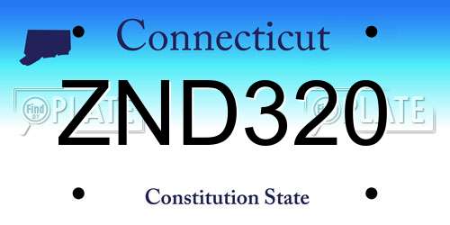 ZND320 Connecticut License Plate