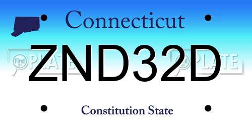 ZND32D Connecticut License Plate
