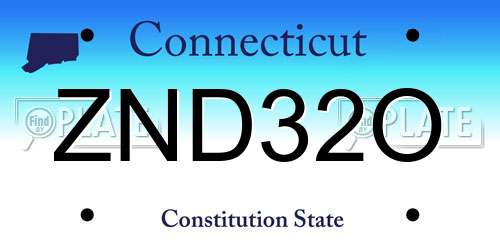 ZND32O Connecticut License Plate