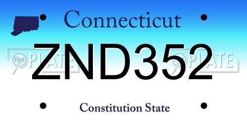 ZND352 Connecticut License Plate