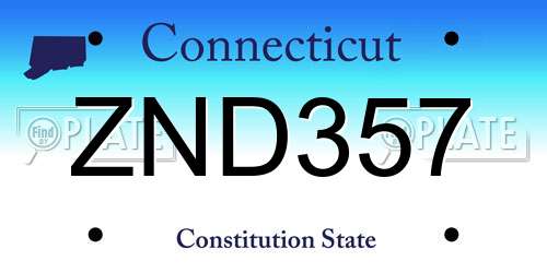 ZND357 Connecticut License Plate