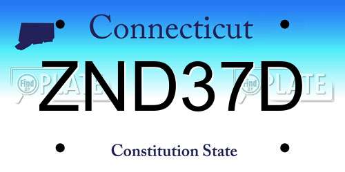 ZND37D Connecticut License Plate