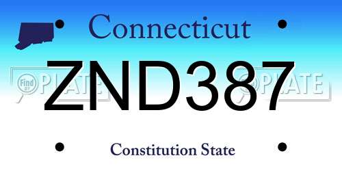 ZND387 Connecticut License Plate