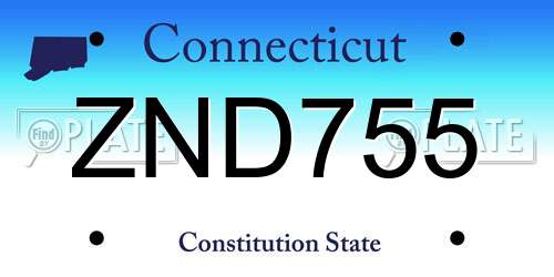 ZND755 Connecticut License Plate