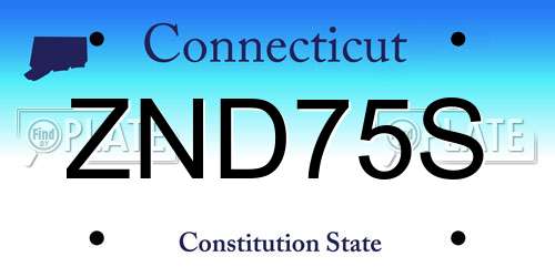 ZND75S Connecticut License Plate