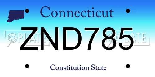 ZND785 Connecticut License Plate