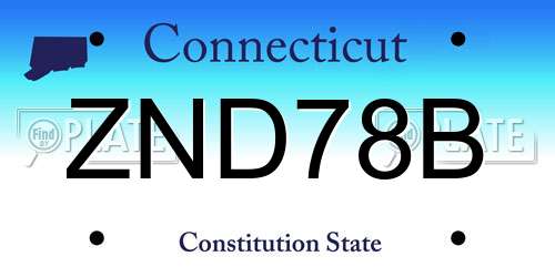 ZND78B Connecticut License Plate